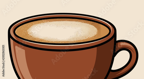 Brown Coffee Cup with Creamy Beverage.