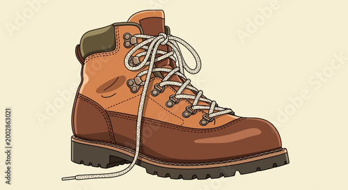Brown Leather Hiking Boot with Laces.