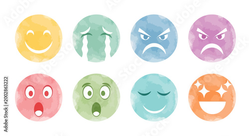 Collection of Colorful Emoji Faces Expressions.