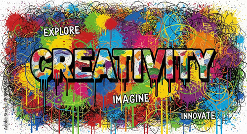 Colorful Creativity Typography with Paint Splatters.