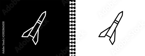 Obraz na płótnie launcher UI outline icon in black and white mode - army and war collection