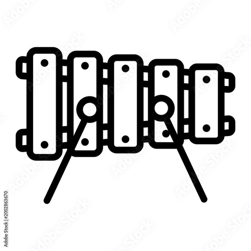 Kid toys xylophone musical instrument education line art icon
