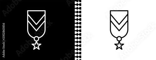 Tableau sur toile militar insignia UI outline icon in black and white mode - army and war collection