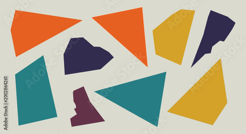 Abstract Geometric Shapes Collage in Warm and Cool Colors