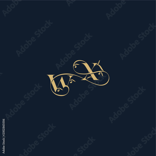 elegant leaf line concept WX wedding initial monogram letter organic and luxury style design