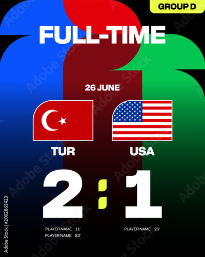 Turkey vs USA Football 2026 match concludes with full-time score 21 in group stage announcement.