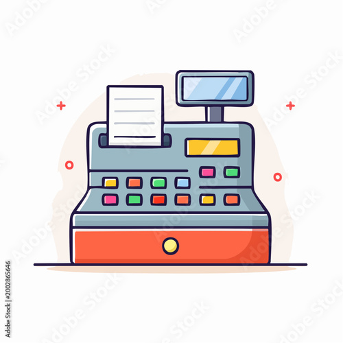 Retro Cash Register with Receipt and Display