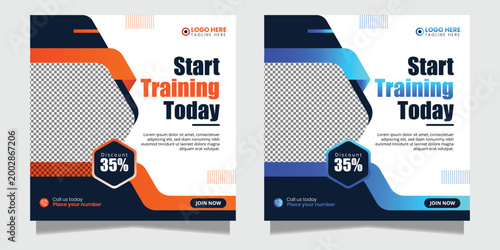 Business template for training flyer with discount offer and call to action  modern design with geometric shapes and text placeholders for marketing and advertising purposes