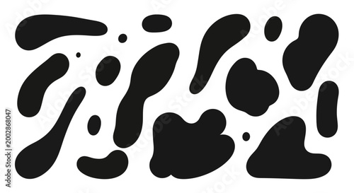 Black Cow Print Pattern Isolated on White Background