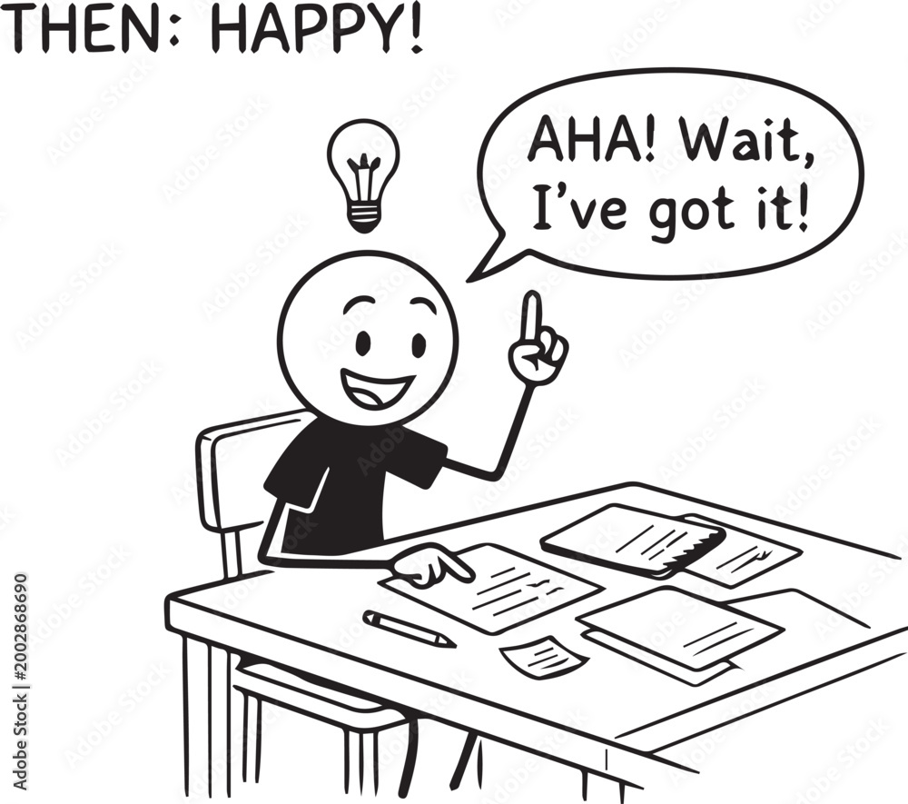 Εκτύπωση καμβά business man and business plan Stick Figure Illustration