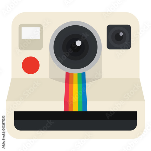 Retro Instant Camera Flat Icon for Vintage Photography Style and Analog Film Device Technology Illustration