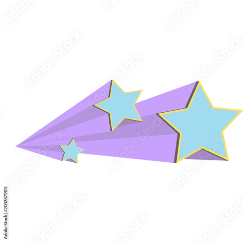 Three Blue Shooting Stars with Purple Trails