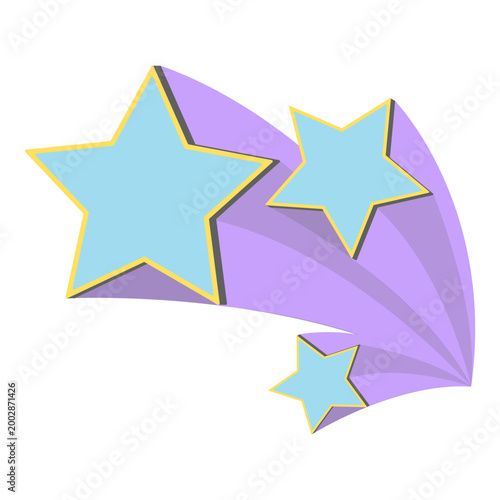 Three Blue Shooting Stars with Purple Trails