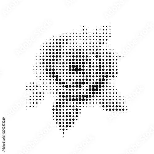 Roses halftone flower illustration, stylized with dotted texture, black and white graphic design, isolated on white background, minimalist retro style, comic.