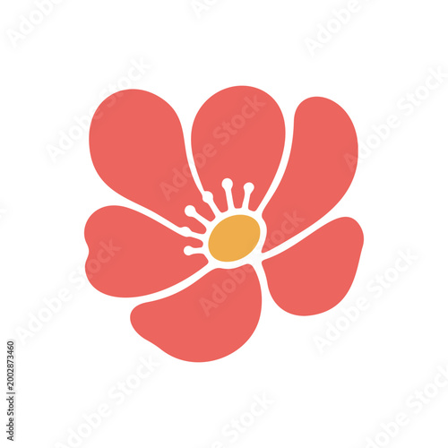 Retro flower flat vector, groovy floral element, 70s botanical style illustration