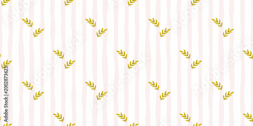 Tree leaf and leaves pattern in seamless texture for jungle decor. Palm and fern motifs through soft and delicate repeat. Fall or spring fabric print ideal for baby and tropical.