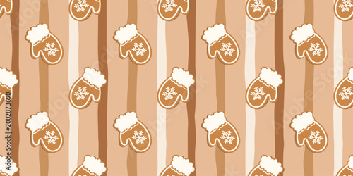 Pink checkered hohoho snowman pattern for festive christmas background. Texture snowflake line details with new year gingham and house. Decor for cute folk style cake gingerbread and striped.