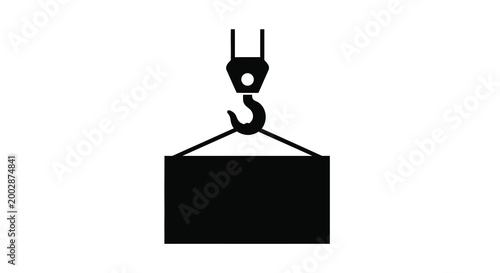 Industrial crane hook with rectangular block silhouette high quality professional