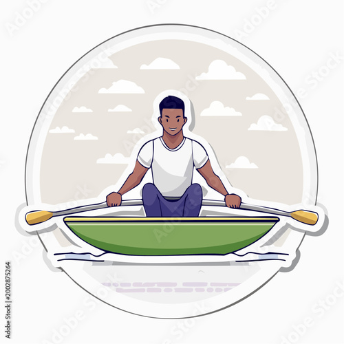 Man Rowing a Boat