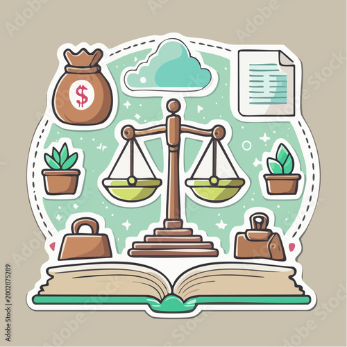 Justice and Balance Concept Sticker Pack