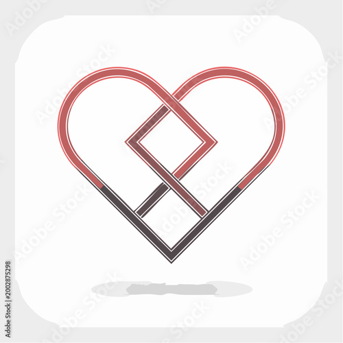 Intertwined Heart and Square Abstract Symbol