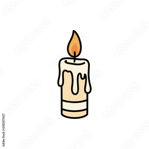 A burning wax candle flame.