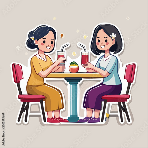 Two women enjoying drinks at a table