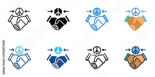 Conflict resolution icons set multiple style collection. Editable stroke 
