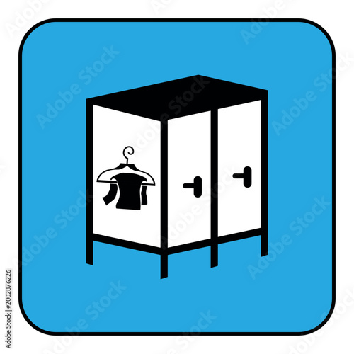 Changing room wardrobe with shirt on hanger for clothing storage