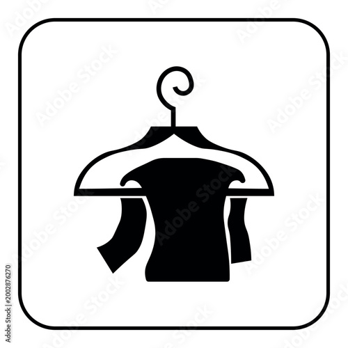Hanger holding a shirt in a black and white square icon representing cleaning services