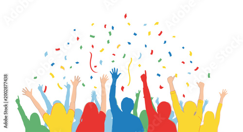 People Celebrating with Raised Arms.