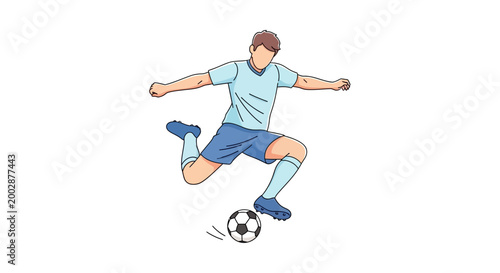 Man Kicking Soccer Ball in Air.