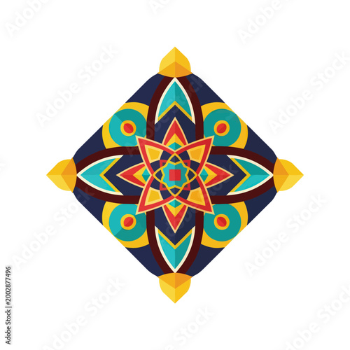 Colorful geometric mandala design element.