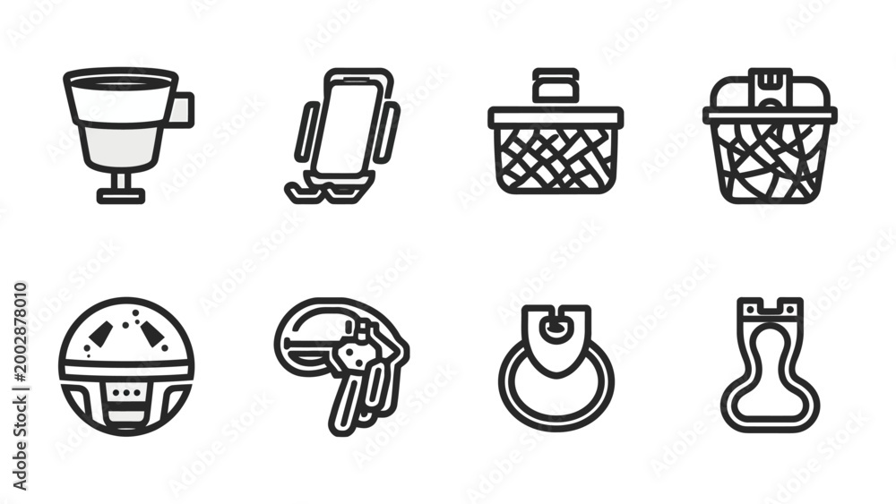 Fototapeta premium Minimalistic Icons: A collection of simple, minimalistic line icons, showcasing a variety of objects and items. Ideal for design.