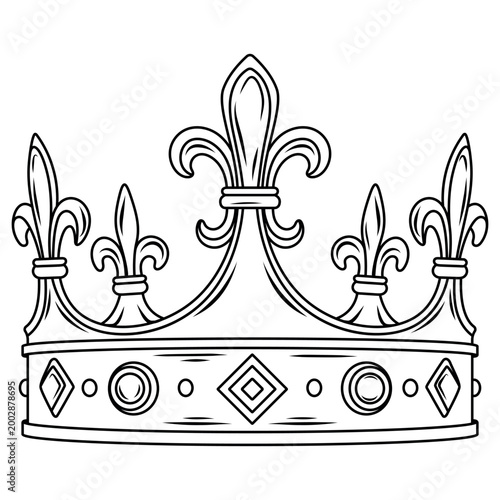 Royal crown.Coloring book antistress for children and adults.Simple outline drawing.