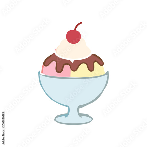 Colorful Ice Cream Sundae Dessert Treat.