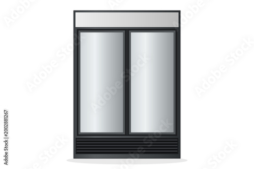 Commercial refrigerated display case illustration on transparent background