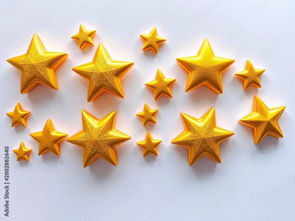 Obraz premium Hand-drawn gold star icons isolated on white background, || hand-drawn, design