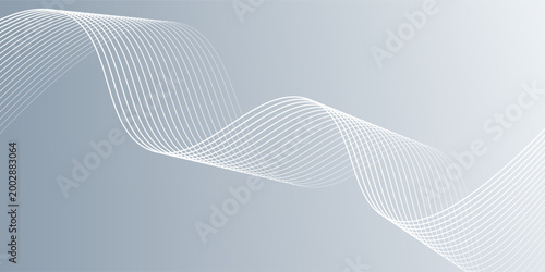 Gray and white abstract background with flowing particles. Digital future technology concept.
