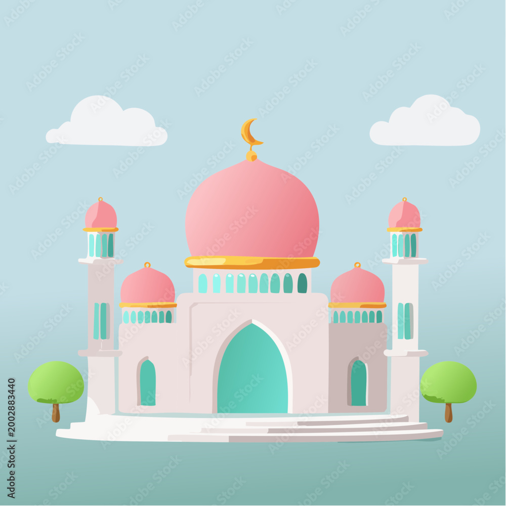 Fototapeta premium Mosque Dome 3D Render Minimal Islamic Architecture Isolated Background