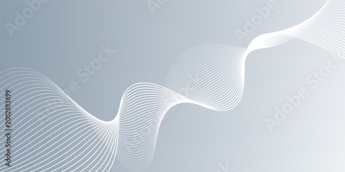 Gray and white abstract background with flowing particles. Digital future technology concept.