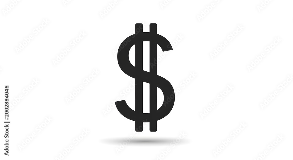 Obraz premium Large black dollar sign on white background