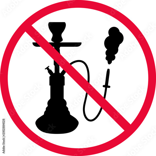 No Hookah Smoking Prohibited Sign Icon Shisha Ban Symbol with Red Strike
