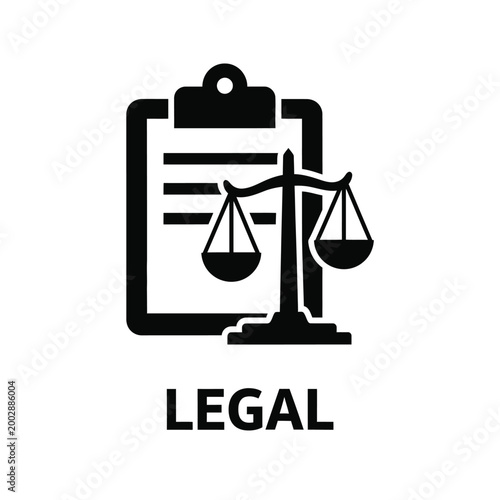 legal scales of justice icon with clipboard black silhouette on a white background high quality professional detailed modern elegant stylish