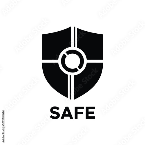 shield with target symbol and text safe black silhouette on a white background high quality professional detailed modern elegant stylish
