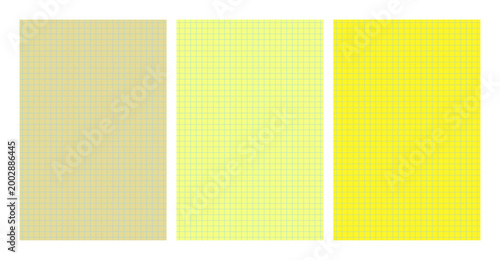 Set of yellow legal pad pages with grid designs