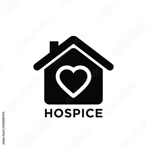 hospice symbol with heart shape inside a house silhouette on a white background high quality professional detailed modern elegant stylish
