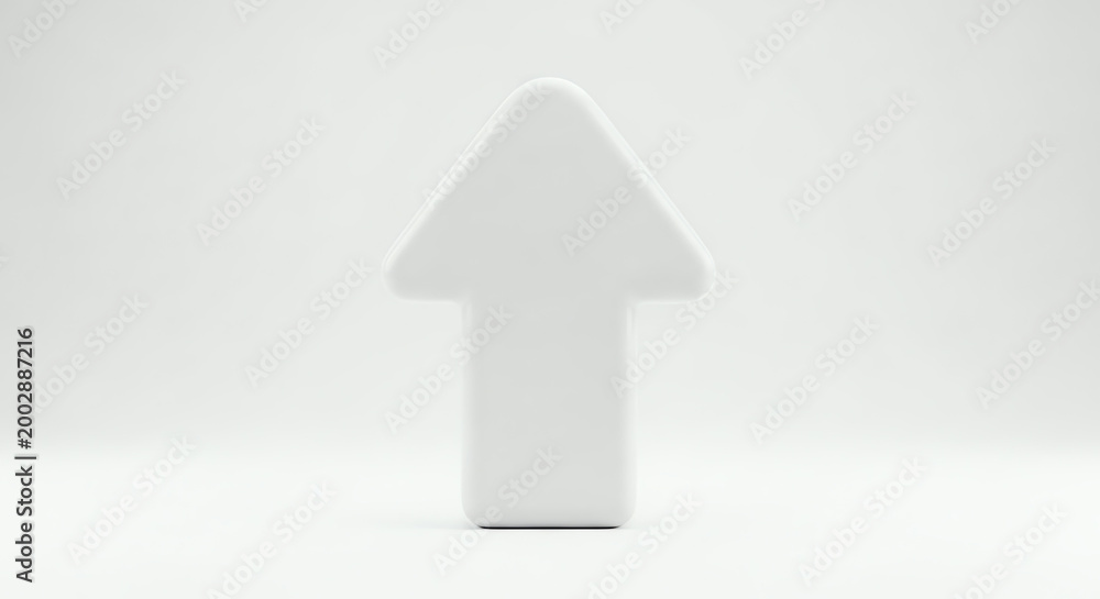Fototapeta premium White Arrow Upwards on White Background