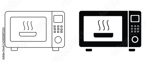 Microwave oven icon. Microwave vector illustration isolated on white background. Perfect for apps, UI, appliance branding, and household projects. For your design. Vector EPS 10.