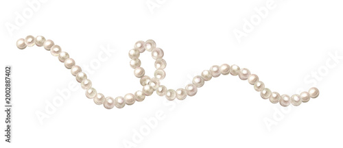 Foto Watercolor wavy pearl garland, white beads string isolated on transparent